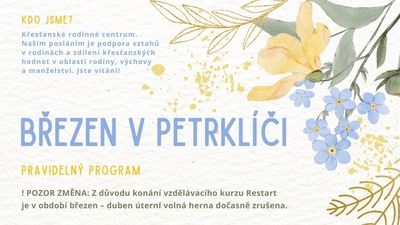 Č. BUDĚJOVICE: Program KRC Petrklíč na březen 2025