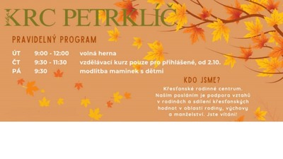 Č. BUDĚJOVICE: Program KRC Petrklíč na září a říjen 2025