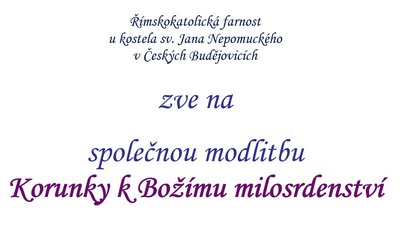 Č. BUDĚJOVICE: Modlitba Korunky k Božímu milosrdenství 2023