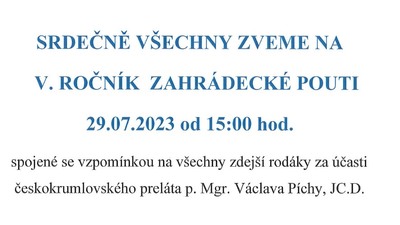 ZAHRÁDKA: Zahrádecká pouť 2023
