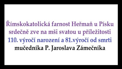HEŘMAŇ: Vzpomínka na P. Jaroslava Zámečníka