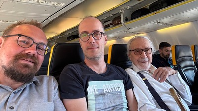 František Štěch, Zdeněk A. Eminger a prof. Karel Skalický; Foto: František Štěch
